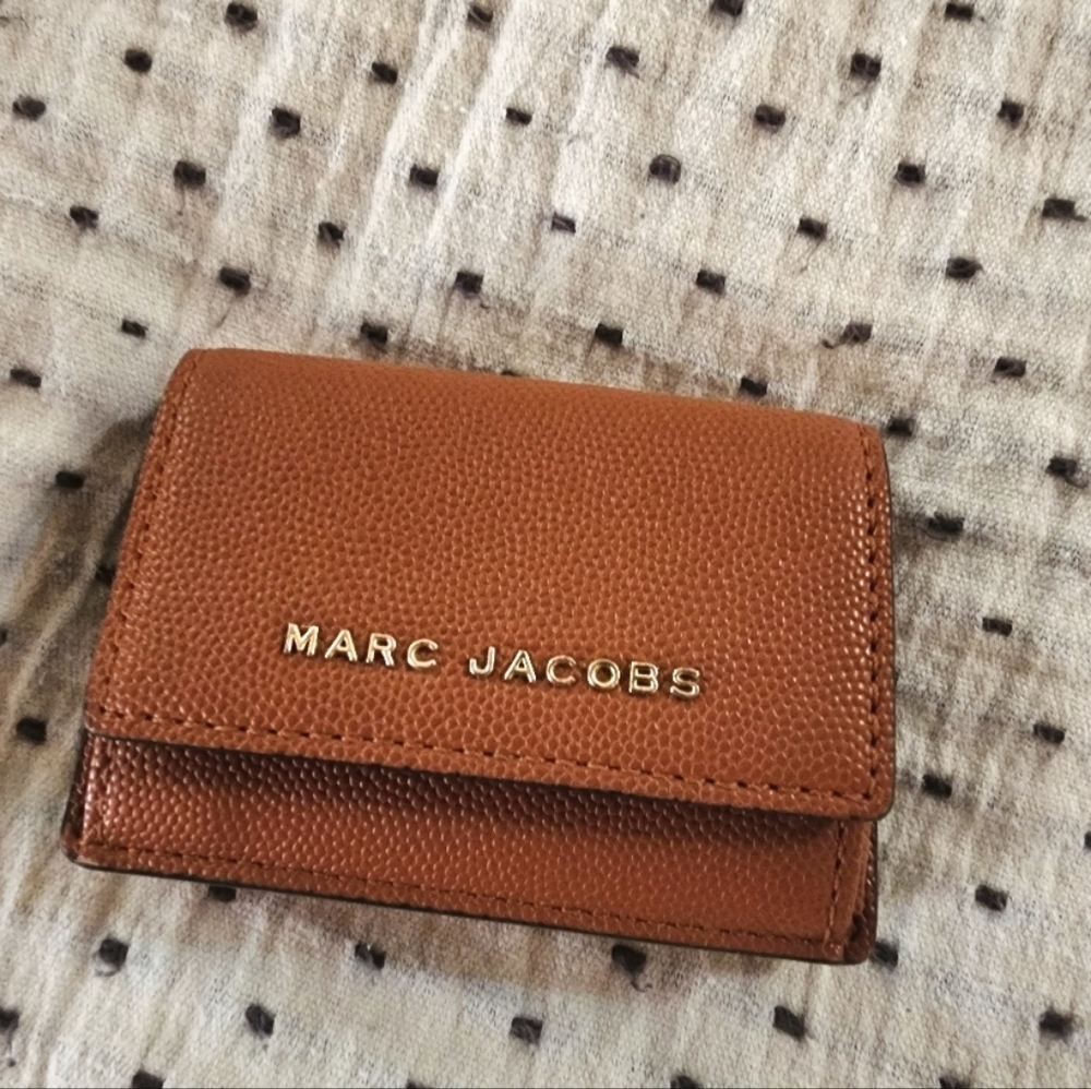 Marc Jacob Brown genuine leather trifold mini wallet